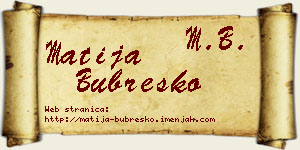 Matija Bubreško vizit kartica